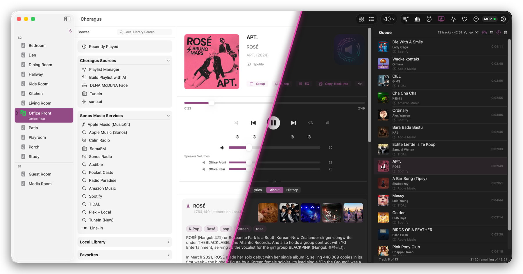 choragus in light and dark mode